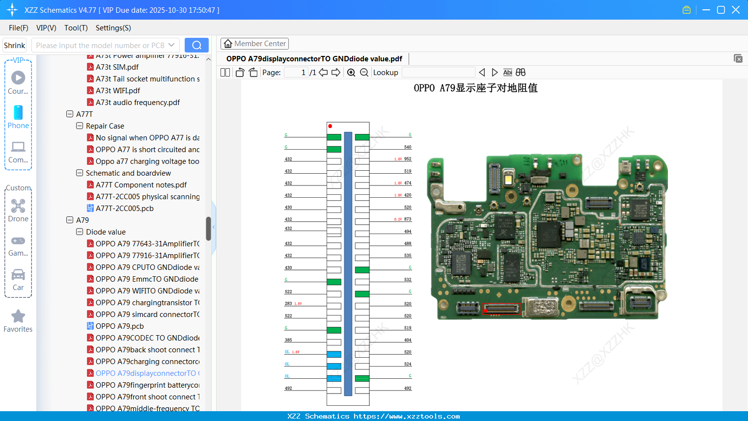 OPPO A79displayconnectorTO GNDdiode Value